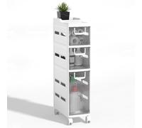 KLYDBMYT Carrello portaoggetti sottile, carrello a 3 ripiani con ruote, mobiletto portaoggetti stretto con ruote, scaffale in plastica con ruote per cucina, bagno, lavanderia, piccoli spazi