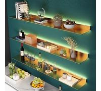KLYDBMYT Mensole sospese, mensole sospese a Parete, libreria a Parete salvaspazio con Luce LED, mensola sospesa in Metallo per Soggiorno, Cucina, Bagno, 2 Pezzi, 100 cm