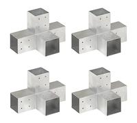 KLYEON Connettori per Pali a Forma di X 4 pz Metallo Zincato 81x81 mm,Connettori Rinforzati per Pali Giunzioni Preforate per Travi Quadrate da 81mm per Gazebo e Pergole