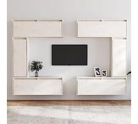 KLYEON Mobili Porta TV 6 pz Bianchi in Legno Massello di Pino Multimedia Mobili