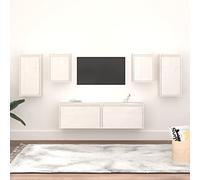 KLYEON Mobili Porta TV 6 pz Bianchi in Legno Massello di Pino Multimedia Mobili