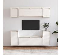 KLYEON Mobili Porta TV 6 pz Bianchi in Legno Massello di Pino Multimedia Mobili
