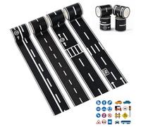 KLYKLL 4 Rotoli Nastro Adesivo Stradale 5cm*5m Nastro Stradale Autostrada Nastro Autoadesivo Stradale con 2 Fogli Adesivi per Segnali Stradali Auto per Progetti Artigianali Fai-Da-Te