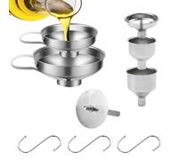 KLYKLL 5 Pezzi Imbuto in Acciaio Inox - 2 con Manico, 3 Piccolo di Metallo, Filtro in Acciaio Inox, 3 Ganci a S per Marmellata, Liquido