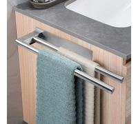 KLYKLL Portasciugamani Adesivo a Due Bracci Portasciugamani Senza Foratura in Acciaio Inox 304 Porta Asciugamani Bagno Adesivo con 4 Gancio in Acciaio Inox Porta Salviette da parete per Cucina 39cm