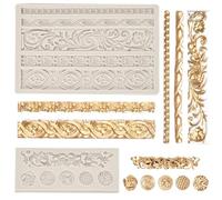 KLYNGTSK 2 PZ Stampo in Silicone Fondente Barocco Fondente Stampo per Torta, Barocco Decorazione Stampo 3D Vintage Stampi Siliconi Stampi Silicone Rilievo Barocco per Decorazione Dolci Cioccolato