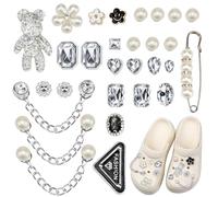 KLYNGTSK 29 Pz Charm per Scarpe Ciondoli per Scarpe di Diverse Forme Decorazioni per Scarpe con Fiore di Diamante Ciondoli per Scarpe Crocs Accessori Scarpe con Diamanti Cristallo per Donne e Ragazze