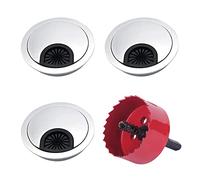 KLYNGTSK 3 passacavi da scrivania da 60 mm in lega di zinco con sega a tazza in metallo occhielli rotondi per computer per scrivanie copertura per fori per fili organizer per scrivanie copertura per