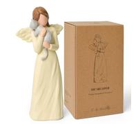 Klyno Gatto commemorativo regalo per perdita di simpatia, angelo grigio, statuetta di angelo per gli amanti in memoria della morte (Gatto grigio)