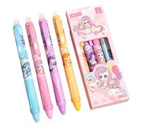 KLYNOVIX Penne gel cancellabili retrattili, confezione da 4, inchiostro blu a punta fine da 0,5 mm, design capybara dei cartoni animati, ricaricabili e a basso rumore, per scuola, ufficio, appunti