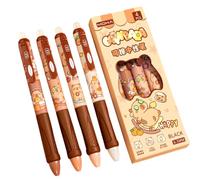 KLYNOVIX Penne gel cancellabili retrattili, confezione da 4, inchiostro blu a punta fine da 0,5 mm, design capybara dei cartoni animati, ricaricabili e a basso rumore, per scuola, ufficio, appunti