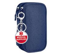 Klyrith Borsa per diabetici, borsa da viaggio, borsa a doppio strato, per metro di glucosio, penna per insulina, strisce reattive, siringhe, aghi, organizer portatile per farmaci, Z-blu navy