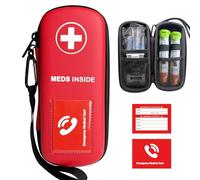 klyrith EpiPen, custodia rigida Eva antiurto custodia di emergenza portatile da viaggio per 2 epipen, inalatore di asma, antistaminico, Auvi-Q, farmaci per allergie, Colore: rosso, Alla moda e