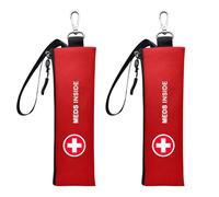 klyrith EpiPen Medical - 2 custodie per il trasporto medico, isolate, con chiusura lampo YKK e moschettone, per 1 penna Epi, farmaci per l'allergia all'asma, facile da rilevare, colore: rosso, Colore