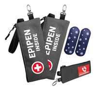 Klyrith EpiPen Medical - Borsa a tracolla per 2 penne, 2 pezzi, isolata, piccola custodia di emergenza con piastra di raffreddamento e scheda informativa di emergenza, borsa medica per epiPens, asma