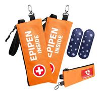 Klyrith EpiPen Medical - Borsa per 2 penne, 2 pezzi, isolata, piccola custodia di emergenza con piastra di raffreddamento e scheda informativa di emergenza, borsa medica per epiPens, asma allergia