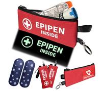 Klyrith EpiPen Medical - Borsa per 2 penne, 2 pezzi, isolata, piccola custodia di emergenza con piastra di raffreddamento e scheda informativa di emergenza, borsa medica per epiPens, asma allergia