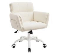 Klyvvo Sedia Scrivania con Ruote, Sedia Trucco con Copertura in Velluto, Inclinabile e Regolabile in Altezza, Adatta per Ufficio, Camera, Come Regalo per la Famiglia, 150kg, Bianca