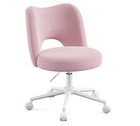 Klyvvo Sedia Scrivania con Ruote, Sedia Trucco con Traspirante Teddy, Regolabile in Altezza, Adatto per Ufficio, Camera, Come Regalo per la Famiglia, 150kg, Rosa