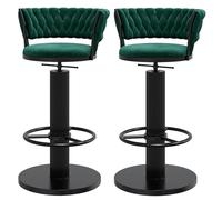 KLZUOPT Sgabelli da Bar di Lusso Set di 2 sgabelli da Bar girevoli Sgabelli da banconi Imbottiti Regolabili in Velluto per la Colazione Moderna con Isola della Cucina