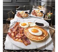 KLZXCVBNMQW Breakfast Set Set Copripiumino morb microfibra 3Pz stampa di 3D con fed home Meal Prep Set Copripiumino con fed per cuscini ultra trasp morb for adulti Super king（260x220cm）