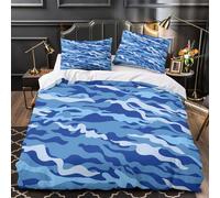 KLZXCVBNMQW Oceano Waves Copripiumino 3 Pezzi microfibra morbida stampa 3D cerniera nascosta con federe ultra traspirante Blue Camo Set Di Copripiumino for ragazzi e ragazze Super king（260x220cm）