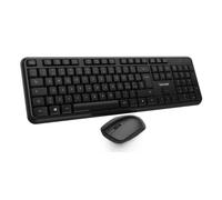 VulTech KM-811W Kit Tastiera e Mouse Wireless con Clic Silenziosi, Layout Italiano QWERTY Compatta, Tastierino Numerico, 12 Tasti Multimediali, Protezione Liquidi,PC/Mac/Linux - Nero
