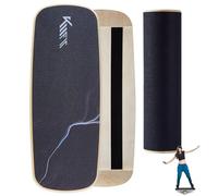 KM-Fit Balance Board | Balance Board in legno | Tavola da surf per interni per allenamento coordinatorio | Allenatore di forza ed equilibrio, surf e pattinaggio indoor