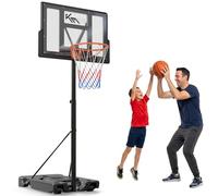 KM-Fit Canestro Basket Regolabile 135-305 cm | Supporto Basket Portatile con Ruote & Porta Palla | Canestro da Esterno per Bambini e Principianti | Rete Inclusa