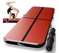 KM Fit Tappetino da ginnastica gonfiabile, per Airtrack, 4 m, con borsa per il trasporto, pompa ad aria elettrica e set di toppe, resistente ai raggi UV, tappetino da allenamento