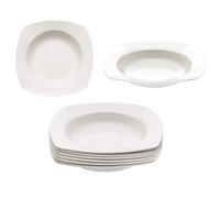 KM · Living - Set di 6 piatti fondi in plastica riutilizzabili, bianco crema, 20 cm, Made in Germany/infrangibili/senza BPA, lavabili in lavastoviglie e adatti al microonde