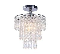 Kmarouse Piccolo Lampadario di Cristallo, LED Drappeggiato in Fili di Scintillanti Perle di Cristallo, Questo Apparecchio Presenta Una Cornice Che Mostra Intagli Decorativi E Un Terminale
