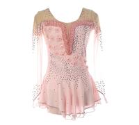 Kmarouse Vestito Da Pattinaggio Artistico Bambina Tutu Danza Classica Strass Lucido Maniche Lungh Abito Da Ballo(S)