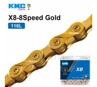 KMC 6/7/8 Velocità Oro Catena X8 116 Link Strada Bici MTB Bike Bicicletta Catene