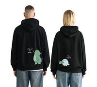 KMCOJIA Dinosauro Carino Felpa con Cappuccio per Coppia,Manica Lunga Sweatshirt con Tasche, Idea Regalo per San Valentino（1 pièces） (2XL, Green-Black)