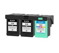 Kmcyinks 338 343 Cartucce di inchiostro Sostituzione per 338 343 Works with OfficeJet 6200 6210 7210 7310 Photosmart C3100 C3110 C3150 C3180 Stampanti(2BK1C)