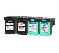 Kmcyinks 338 343 Cartucce di inchiostro Sostituzione per 338 343 Works with OfficeJet 6200 6210 7210 7310 Photosmart C3100 C3110 C3150 C3180 Stampanti(2BK2C)