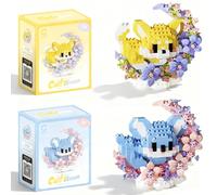 KMFASVX 2 pièces Ensemble de Blocs de Construction Chat Mini Blocs de Construction pour Animaux Mignon Chat Bricks Cadeaux pour Adultes et Enfants