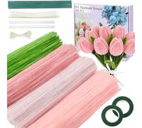 KMFASVX 400 Pezzi Kit de flores con limpiapipas, juego de limpiapipas para ramos de flores de bricolaje, decoración floral para crear preciosos ramos artificiales