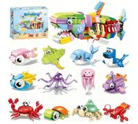 KMFASVX Animali Marini Blocchi, 12 Pcs 12 IN 1 Costruzioni Mattoncini per Bambini, Mini Set di Costruzioni, Animali Marini Blocchi Costruzione, Regalini Fine Festa per Ragazzi Ragazze Compleanno Nata