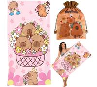 KMFASVX Capybara Telo Mare, Capybara Telo Antisabbia Mares Coperta da Spiaggia Teli Mare Microfibra Coperta da Spiaggia da Viaggio Leggero e Portatile Doccia Asciugamano per Sauna, Piscina, Yoga