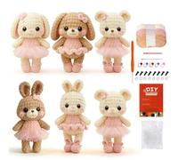 KMFASVX Kit Crochet-Coniglio,Pasqua Kit per Animali All'uncinetto,Sono Video Tutorial Chiari E Completi Su Come Lavorare All'Crochet,Kit Crochet Principianti,Amigurumi Kit Principianti (A)
