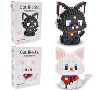 KMFASVX Mini mattoncini da costruzione gatto, 2pcs di mattoncini da costruzione, mini animali, set di mattoncini da costruzione, simpatici, per bambini a partire dai 6 anni, regalo di compleanno