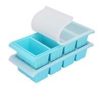 KMFYMPT 2 Pezzi Stampo per Congelatore in Silicone, Vassoio in Silicone per Congelatore con Coperchio, 4 Scomparti da 250 ml, Contenitore Impilabile Senza BPA per Zuppa, Brodo, Salsa, Meal Prep