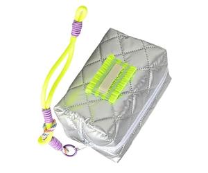 KMGDM Bella borsa per il trucco con fiocchi in pelle PU borsa cosmetica grande capacità borsa da toilette borsa per rossetto borsa da bagno per donna, come da immagine, 16x9x9cm, Rombo verde