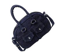 KMGDM Borsa a tracolla in stile vintage, stile moto, multi tasca, pratica borsa per viaggi o spostamenti quotidiani, Blu, 25x10x16cm