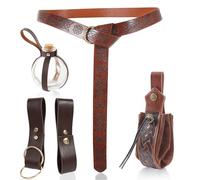 KMGDM Cintura medievale in pelle con coulisse in vita borsa pozione tappata bottiglia per adulti Halloween LARP Cosplay accessorio, Marrone, Skirt Clip Size:6.5x11.50cm, T7