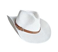 KMGDM Elegante cappello panama antivento arrotolabile in paglia con tesa larga spiaggia vacanza copricapo per donne viaggio essenziale viaggio amichevole pieghevole Panama, bianco, M