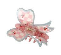 KMGDM Elegante clip per capelli in acrilico giocoso motivo a scacchi Bowknot disegni morsetto per capelli per donne e ragazze in avanti alla moda