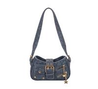 KMGDM Francese Elegante PU Pelle Ascelle Borsa Casual Borsa a Tracolla Leggera Borsa Pratica Con Molteplici Tasche Per Le Donne, Blu, 23x7x14cm